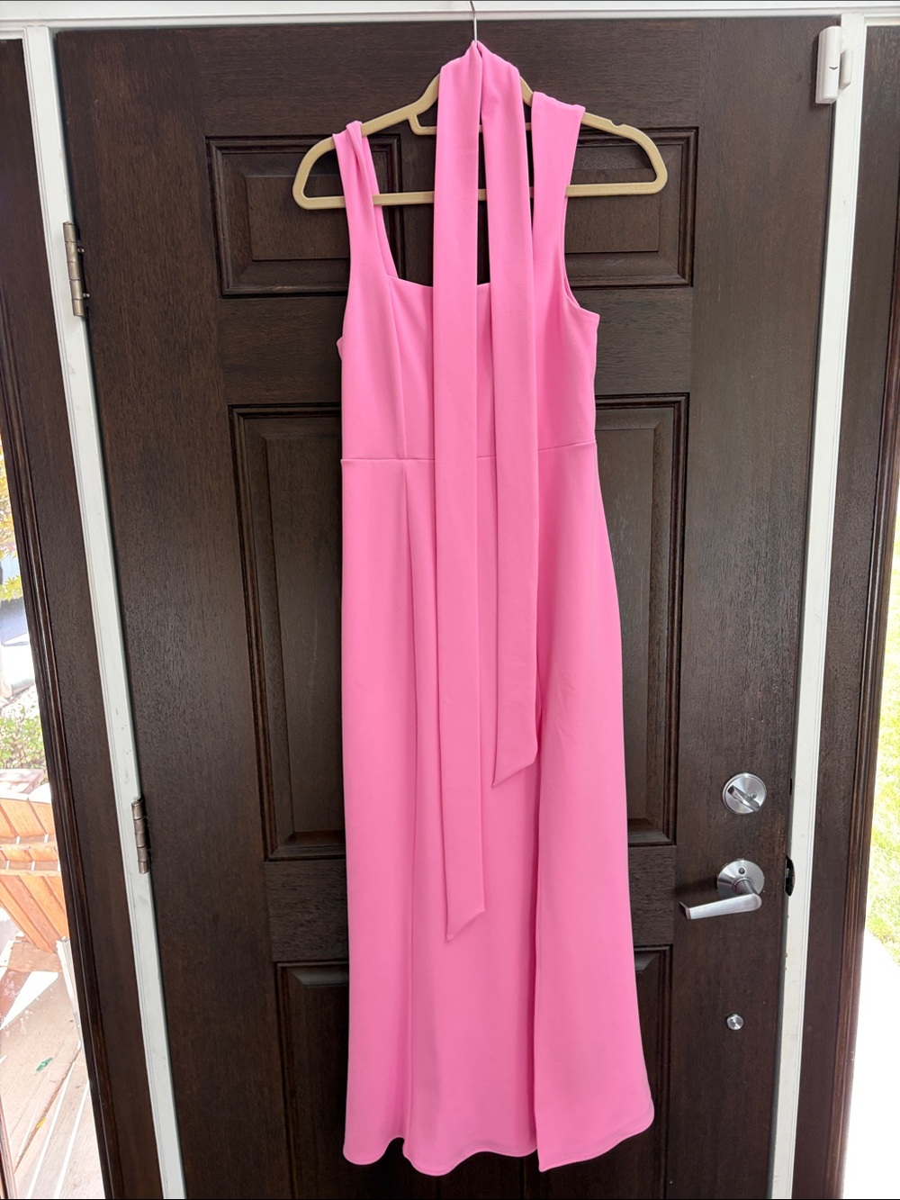 Show Me Your MuMu Hot Pink Sleeveless Maxi Dress with Neck Tie
